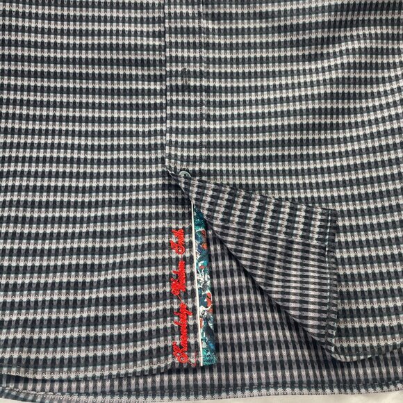 Robert Graham Mens Houndstooth Dress Shirt With Floral Trim Size M - Picture 13 of 16